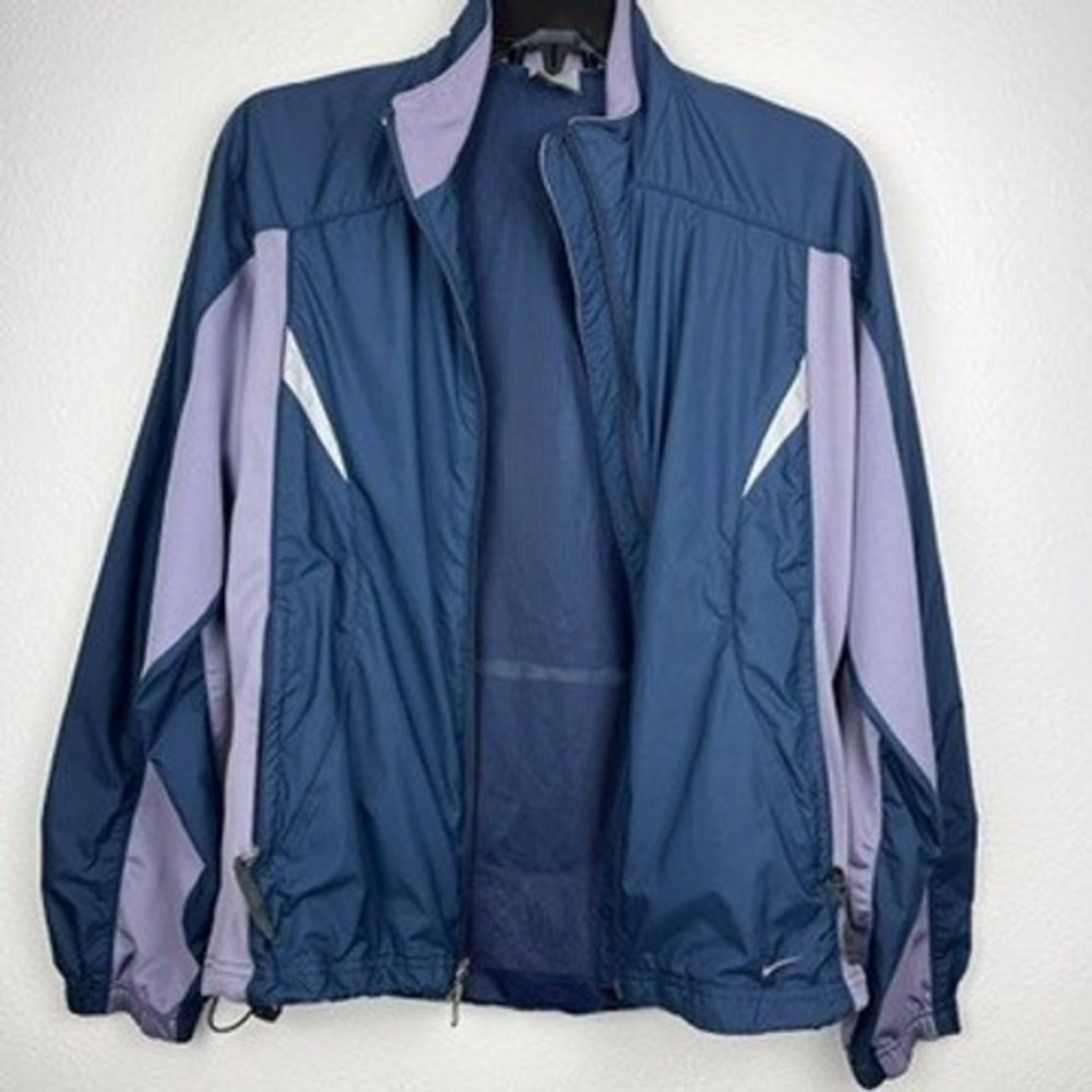 Nike Women Sportswear Track Jacket Navy Lilac White Accents Zip Up Athletic